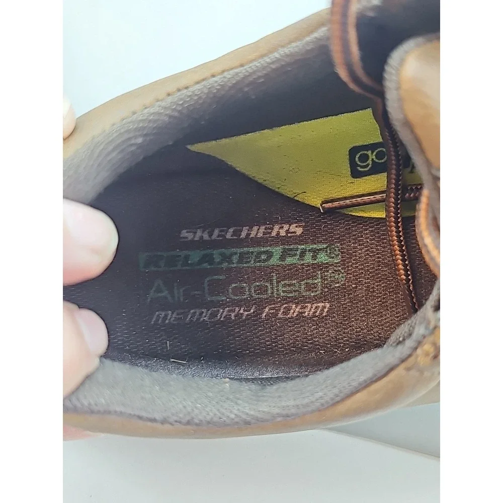 Skechers Men's Elent Leven Boat Shoes Sz  8 Brown Lace Up Air Cooled Arch Suppor